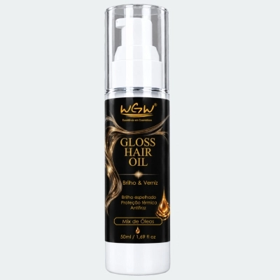 Óleo de Brilho e Verniz Capilar Reparador de Pontas WGW 50ml Protetor Térmico Antifrizz